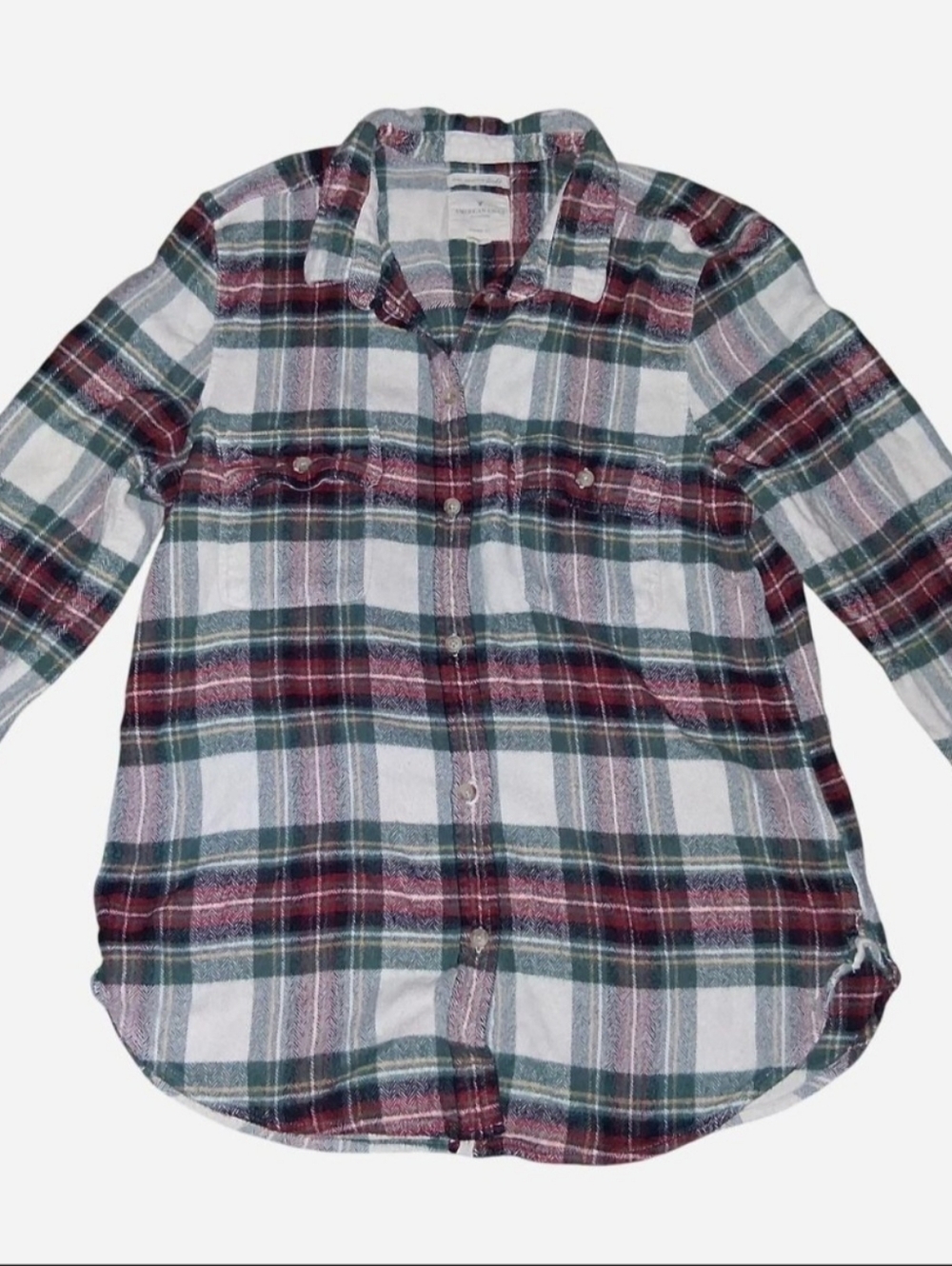 American Eagle Outfitters green red white and navy flannel